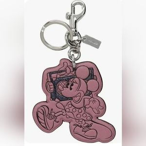 NWT COACH Disney  Minnie Mouse Limited Edition Key Chain Hang Tag Rose Color New